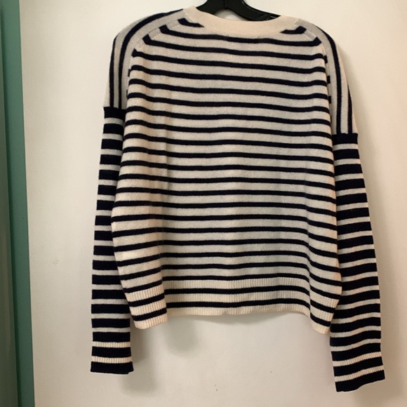 Banana Republic Cashmere Navy & White Striped Sweater - Picture 3 of 7